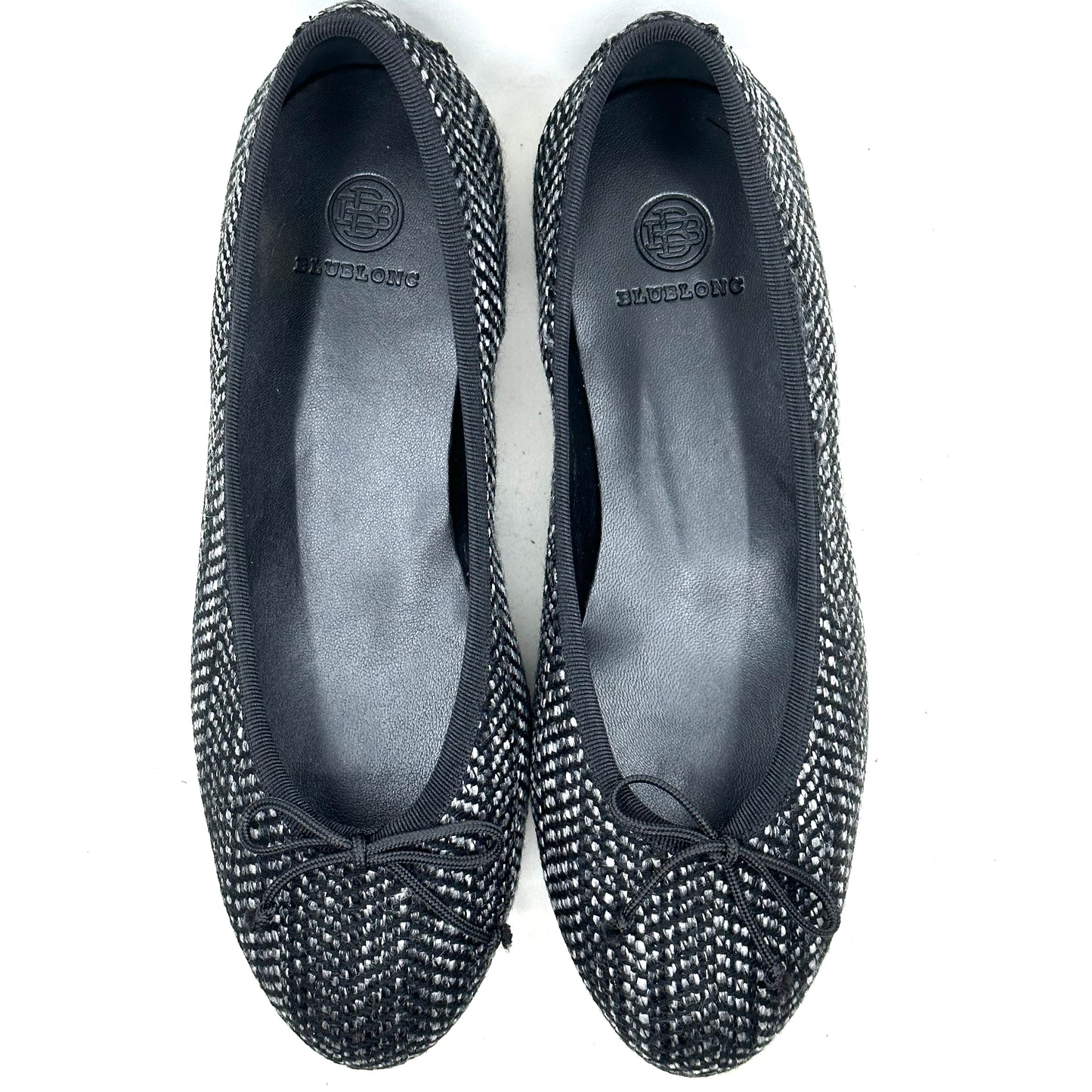 Blublonc Black and White Tweed Flat