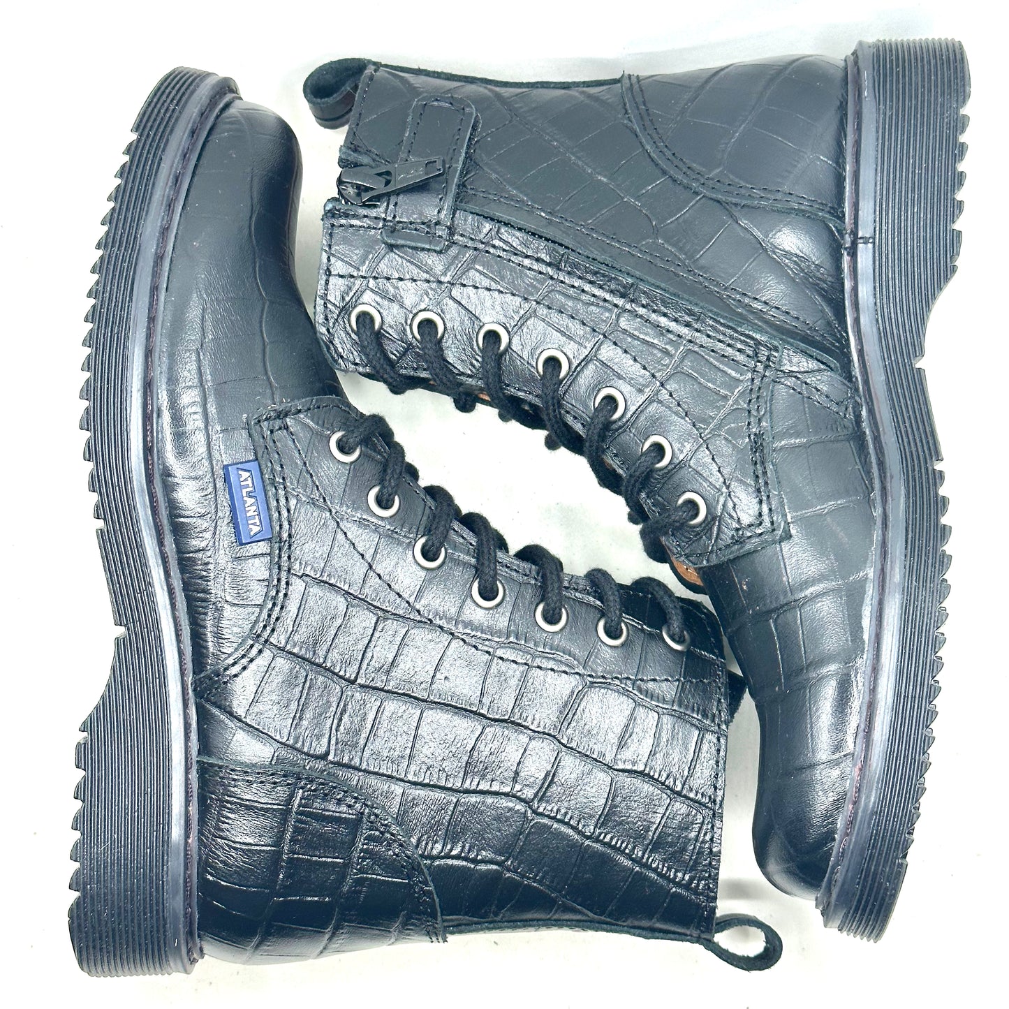 Atlanta Mocassin Black Crocodile Skin Bootie