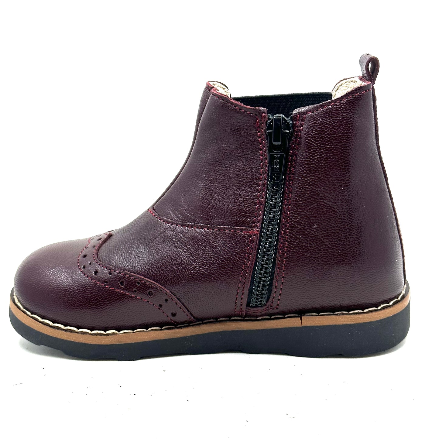 Emel Burgundy Leather Zip-Up Bootie