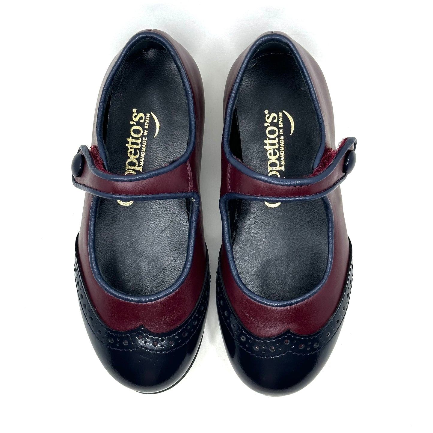 Geppetoes Maroon and Dark Navy Wingtip Mary Jane