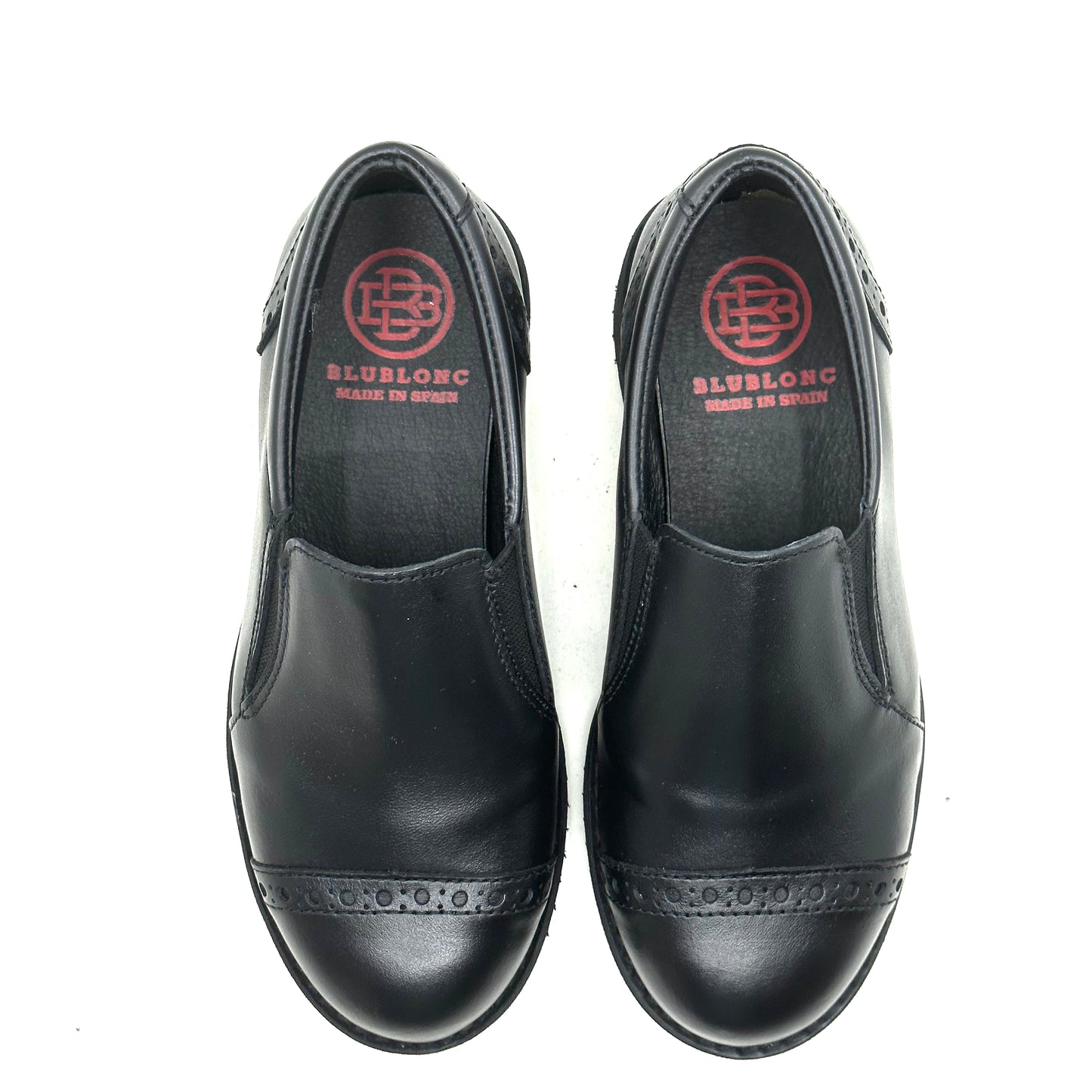 Blublonc Black Leather Slip-On