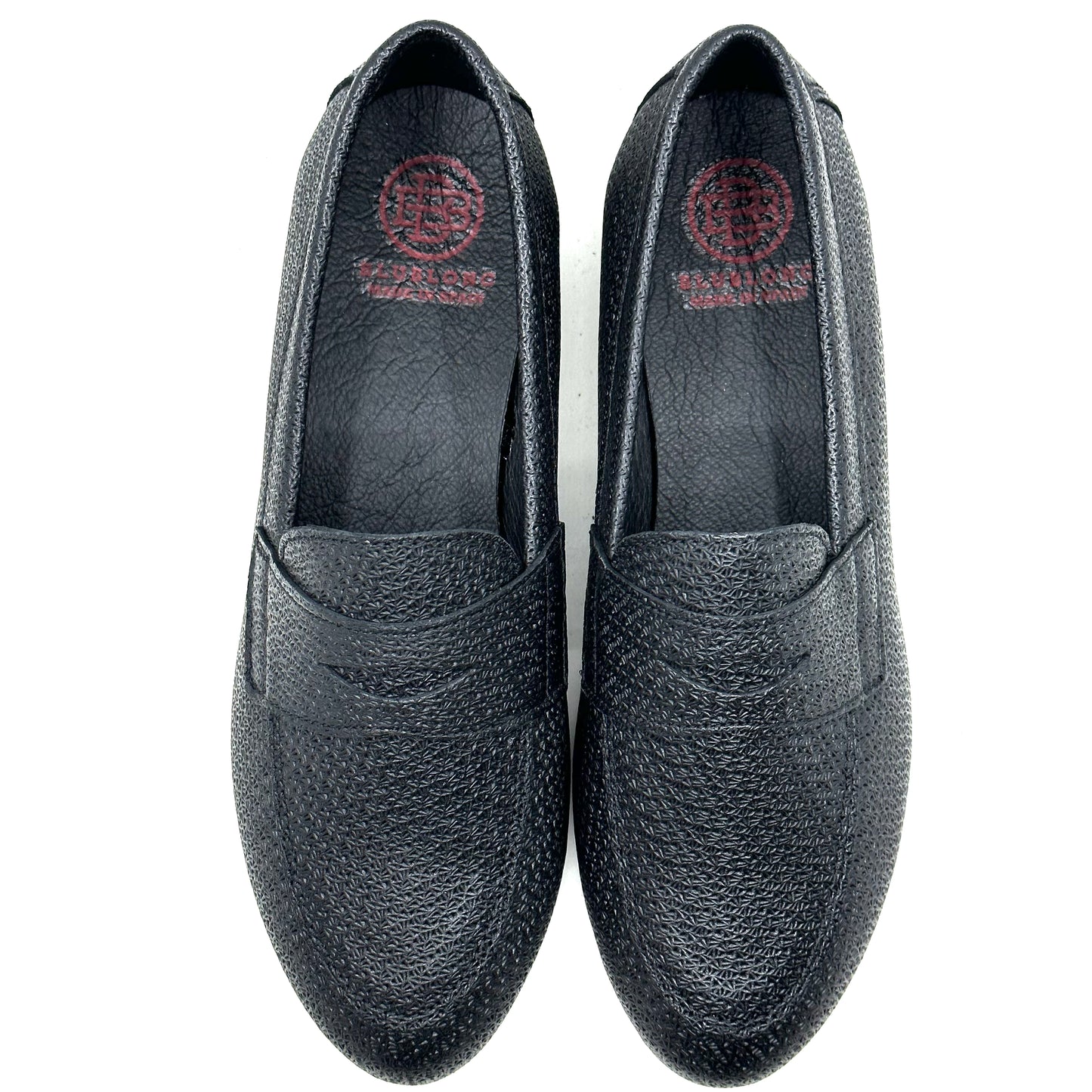 Blublonc Black Leather Penny Loafer