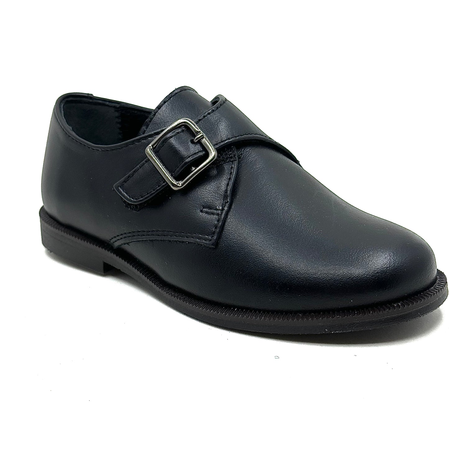 Geppetoes Black Leather Buckle Velcro Shoe