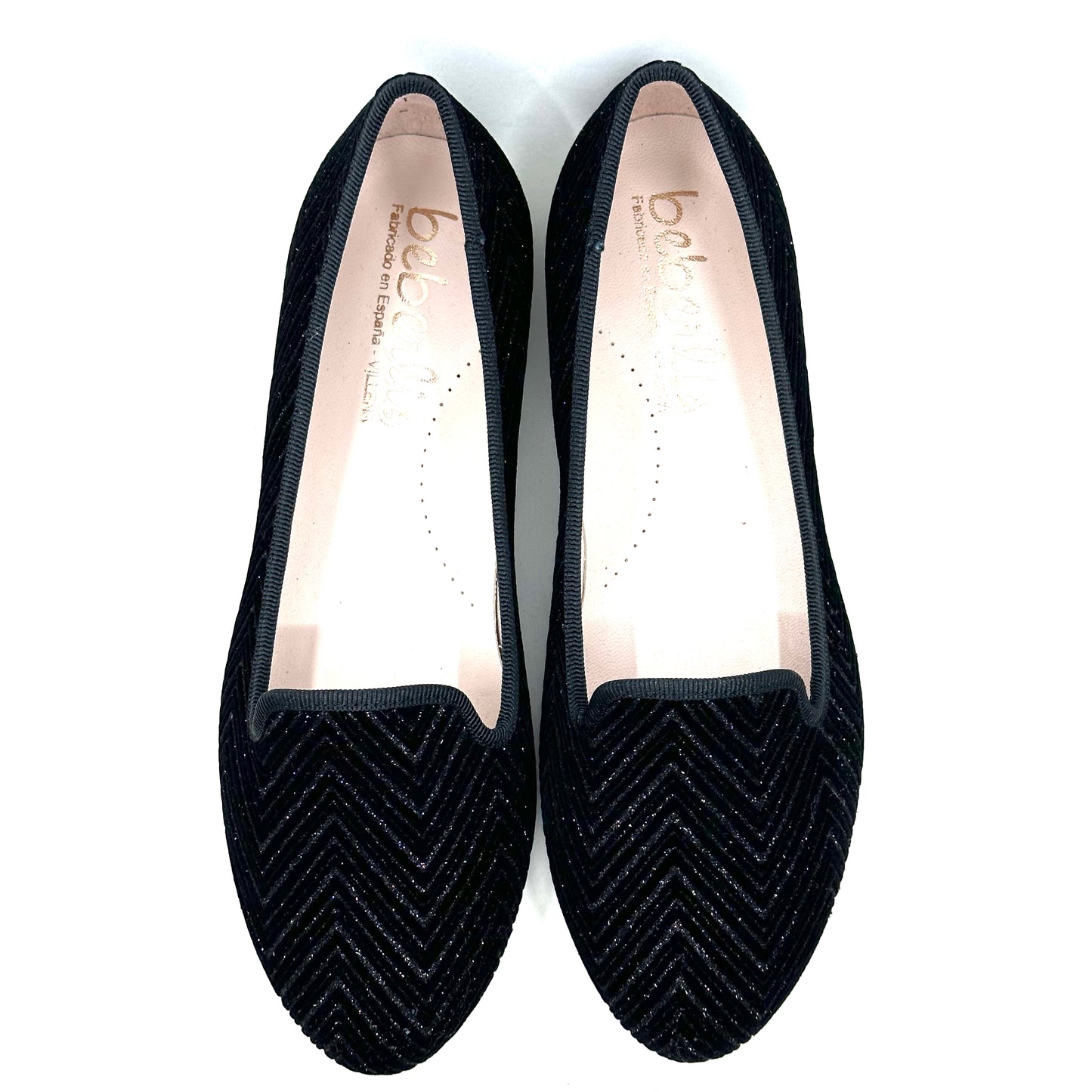Beberlis Black Sparkling Velvet Flat