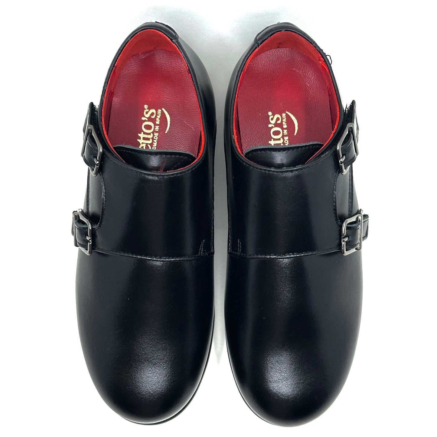 Geppetoes Black Leather Double Monk Strap Shoe
