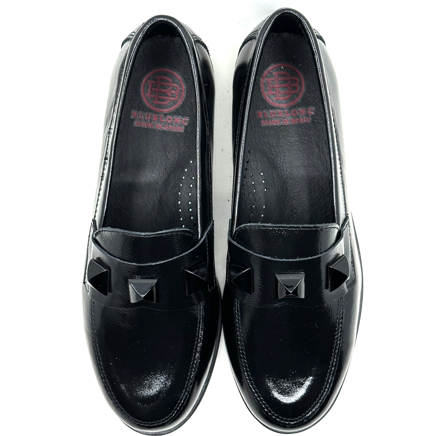 Blublonc Black Leather Stud Loafer