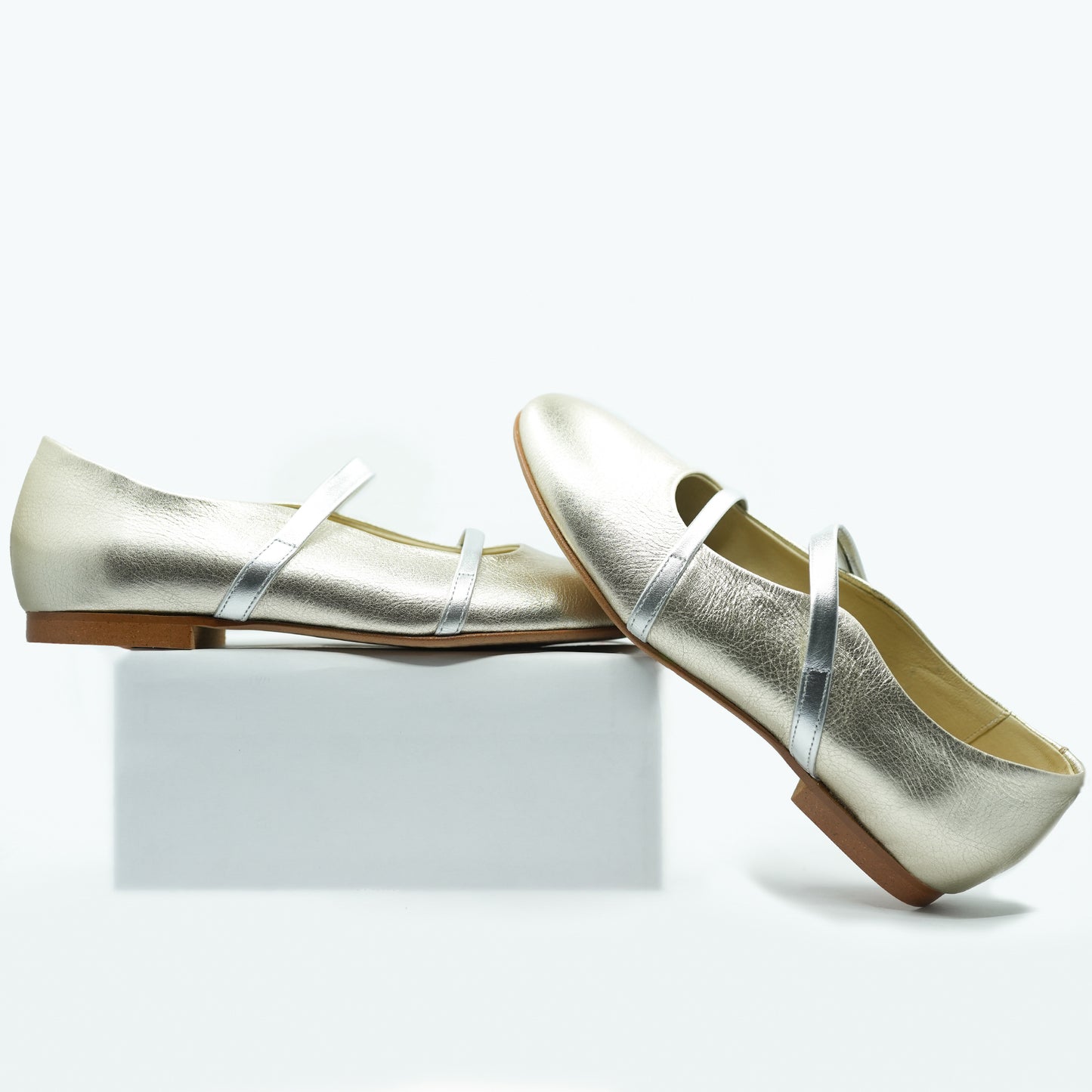 Blublonc Metallic Double Strap Mary Jane