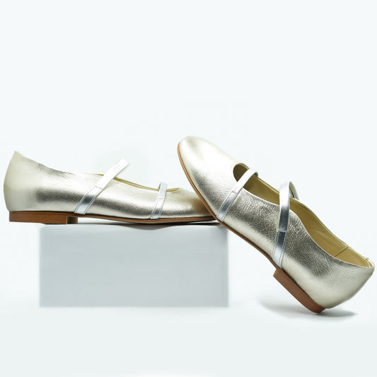 Blublonc Metallic Double Strap Mary Jane