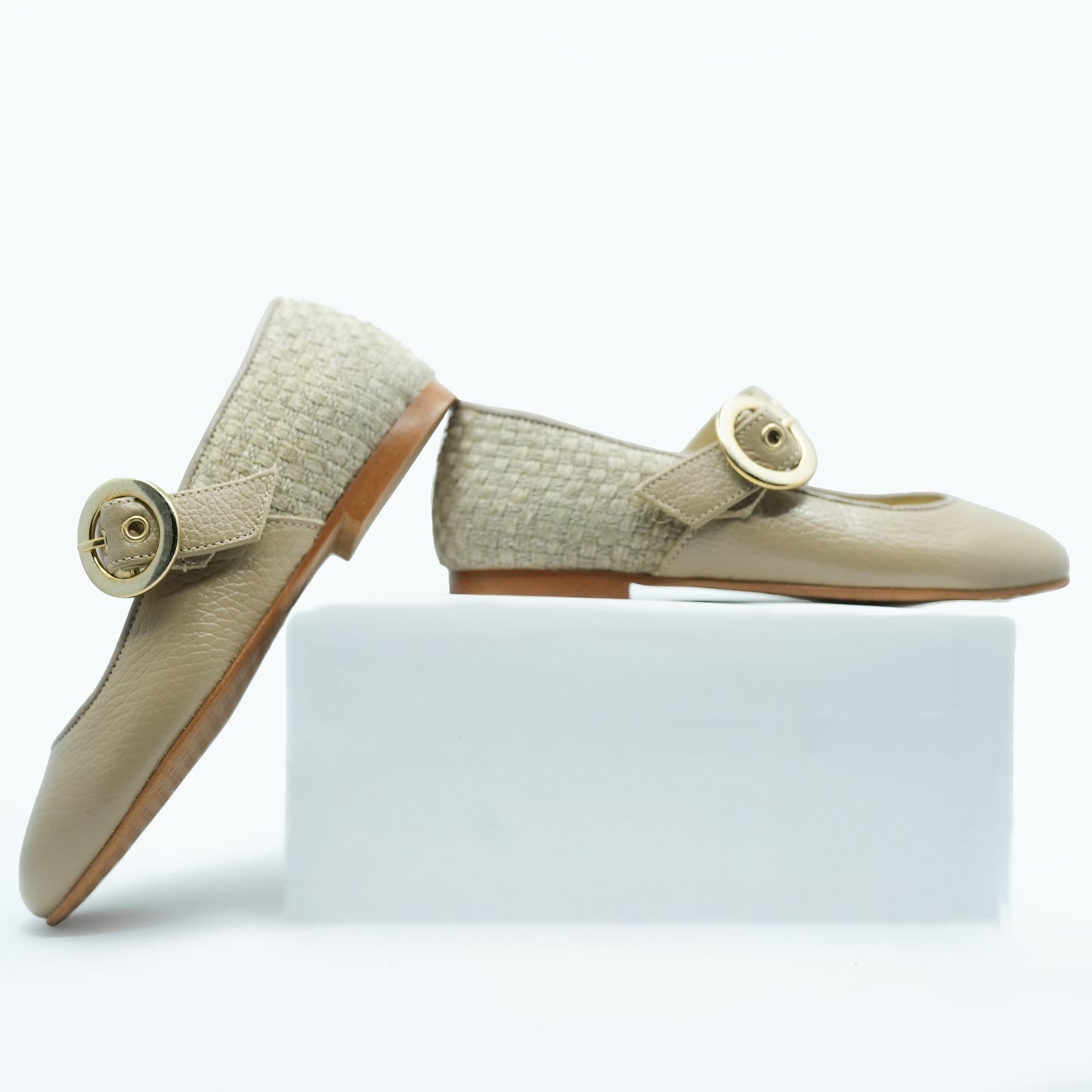 Blublonc Taupe Thick Strap Mary Jane