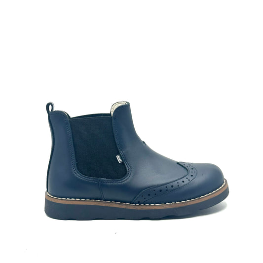 Emel Navy Leather Zip-Up Bootie
