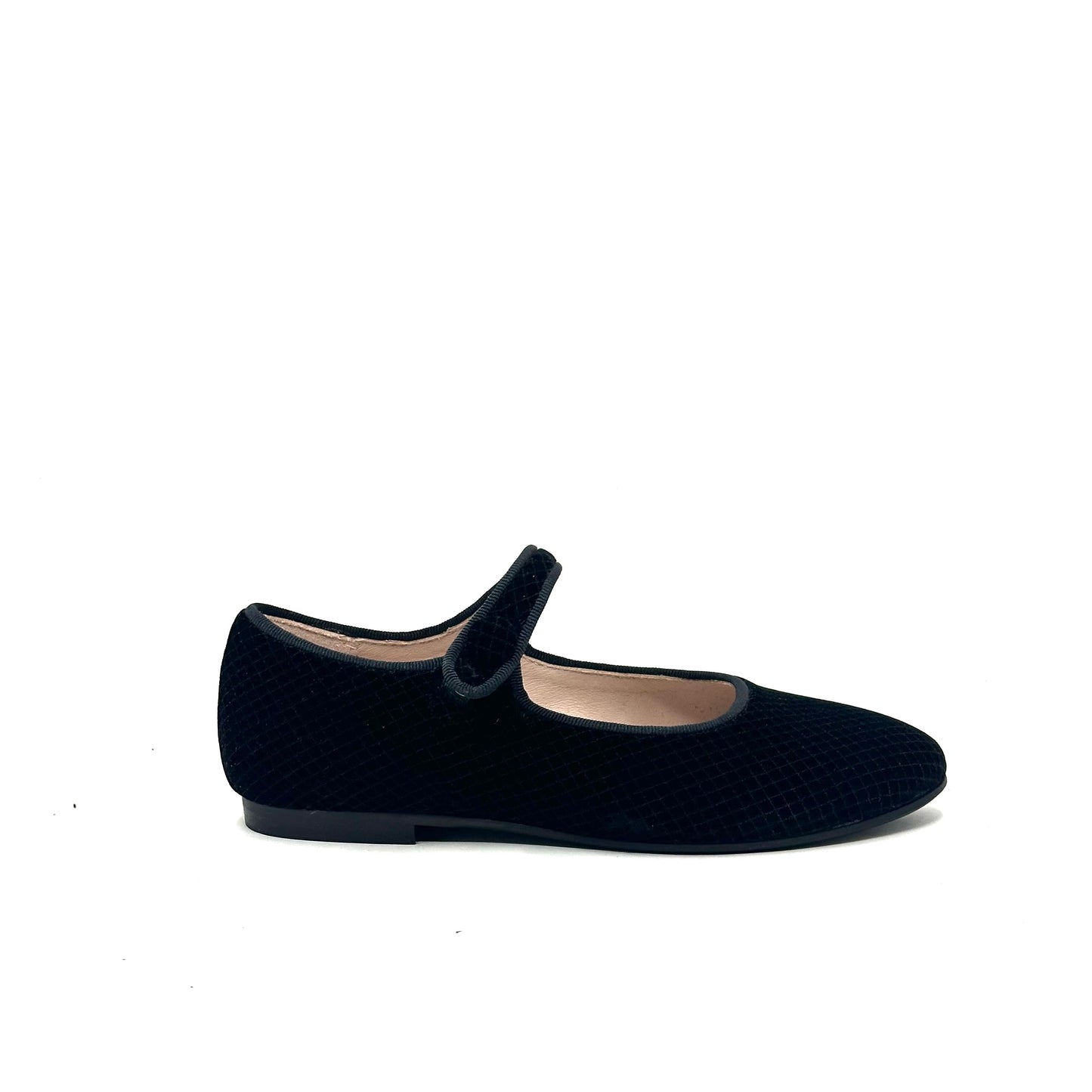 Beberlis Black Velvet Quilted Mary Jane