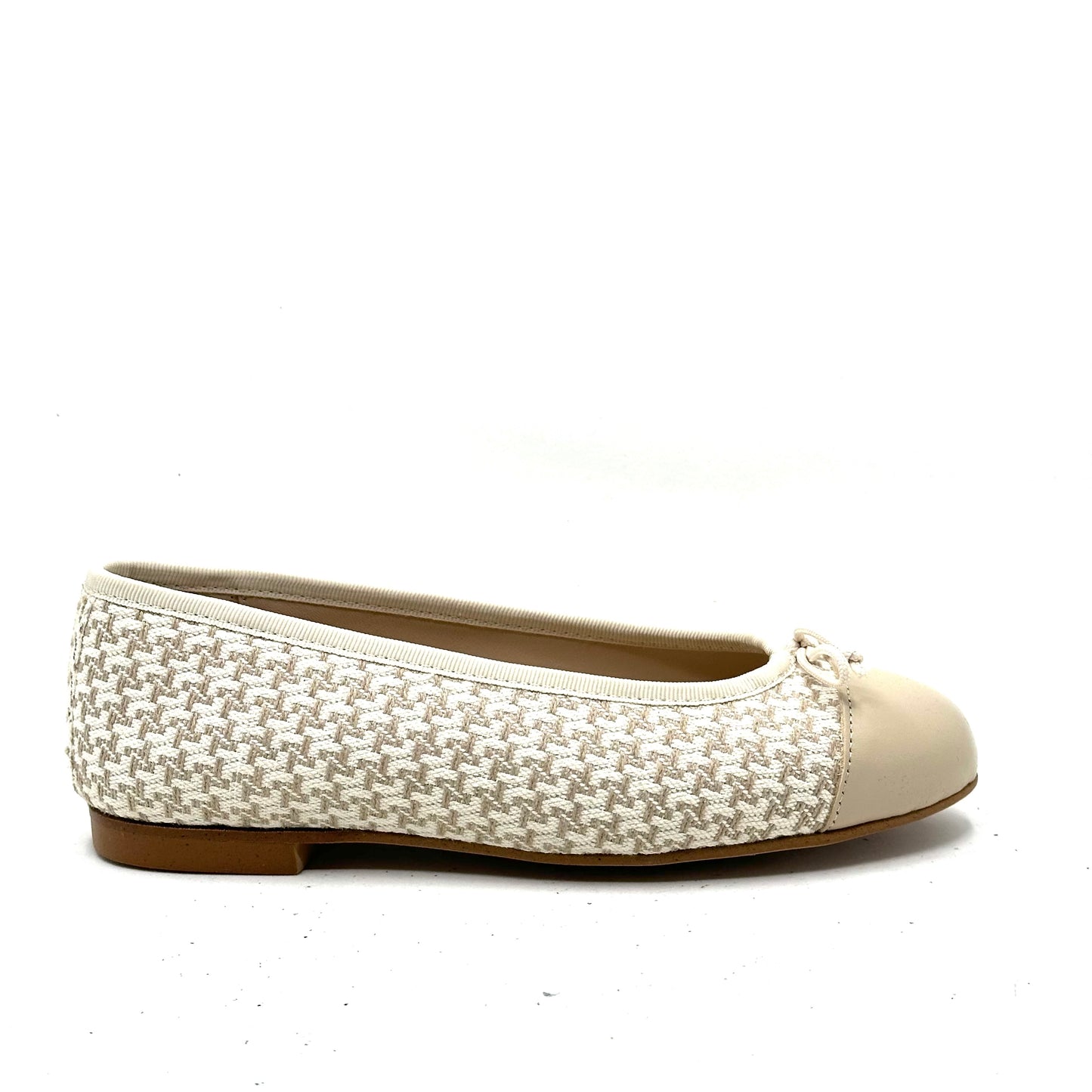 Blublonc Linen Light Taupe Cap Toe Flat