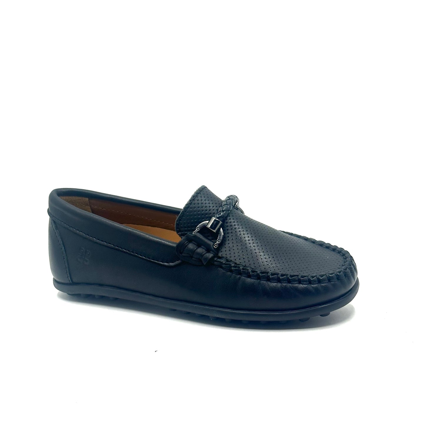 Porte Black Perforated Buckle Loafer