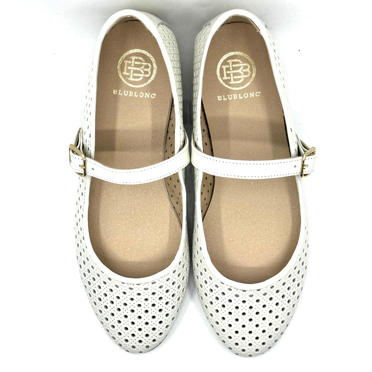 Blublonc Perforated Cream Mary Jane