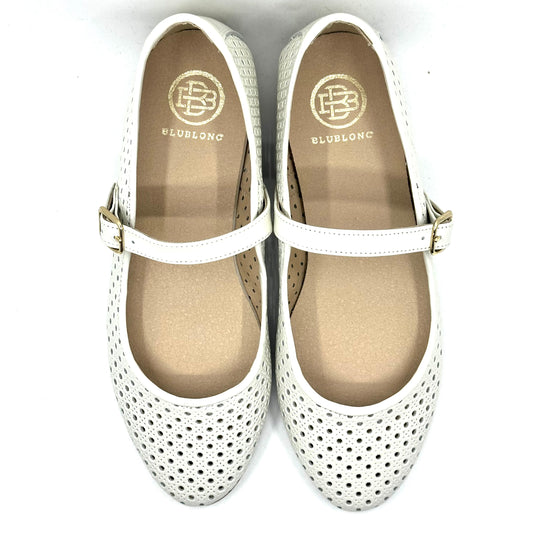 Blublonc Perforated Cream Mary Jane