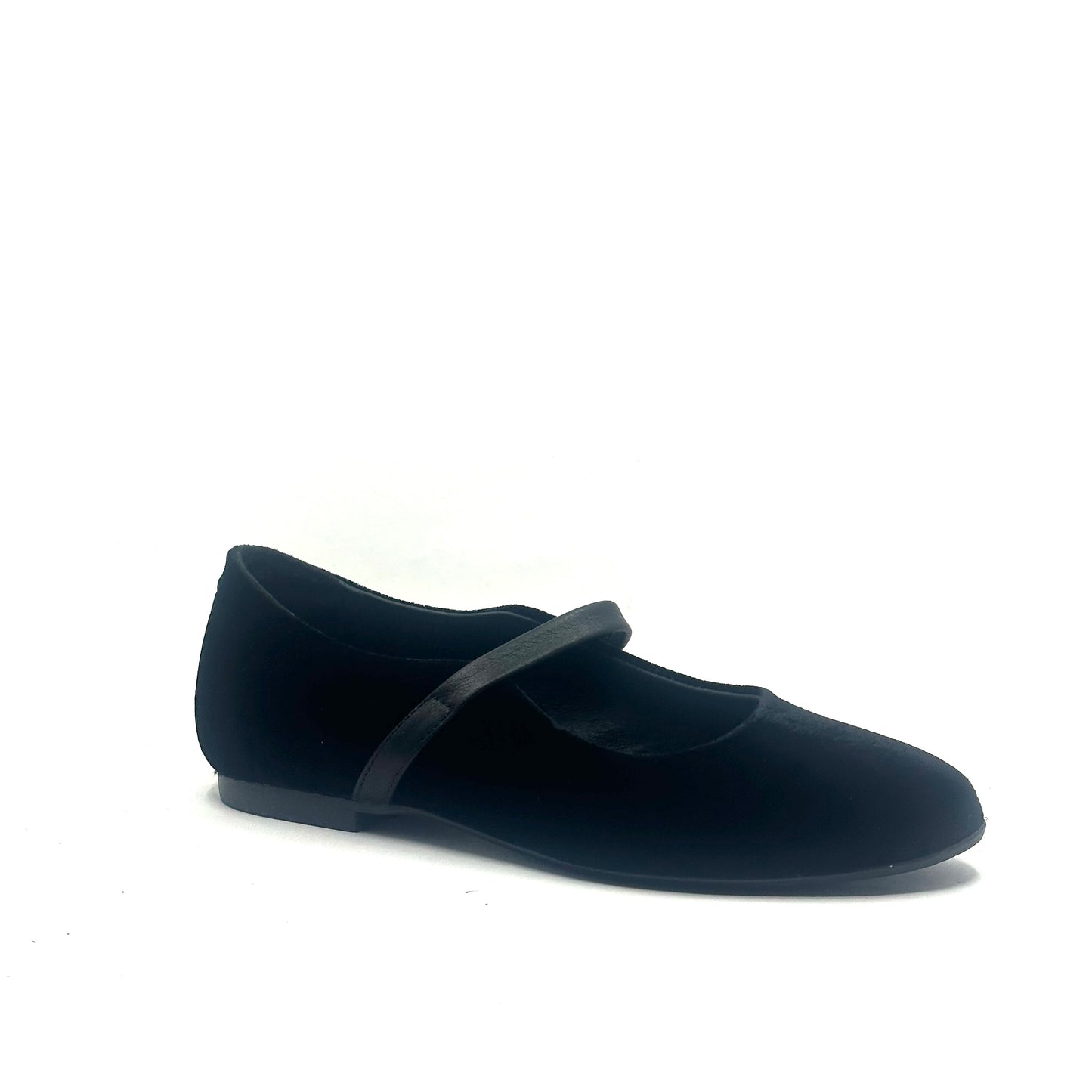 Blublonc Black Velvet Strap Mary Jane