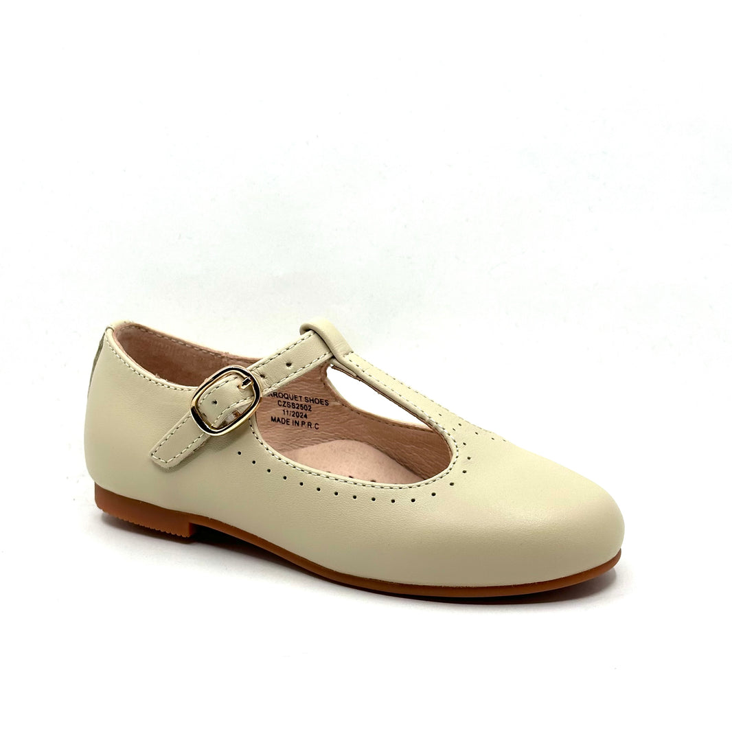 Perroquet Shoes Leather T-Strap Baby Shoes - Ivory main image 1