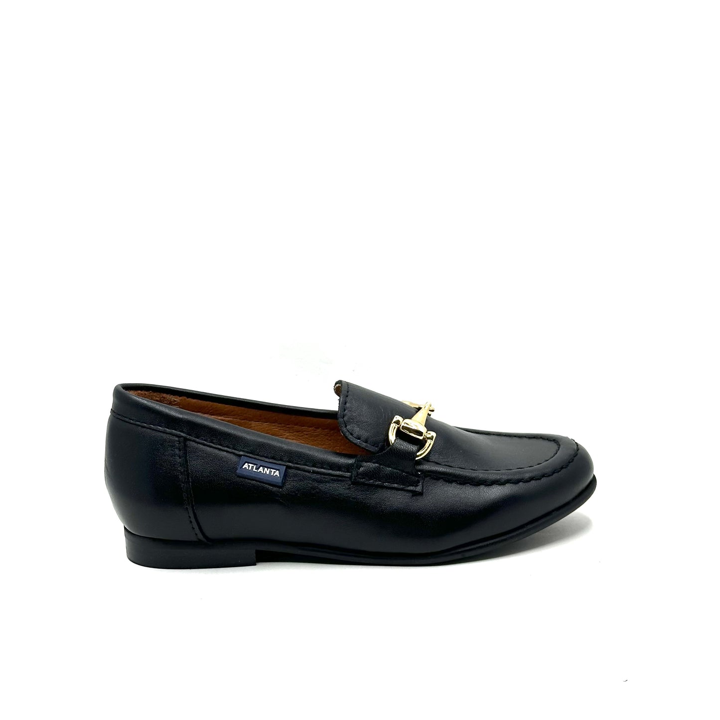 Atlanta Mocassin Black Leather Teresa Buckle Loafer