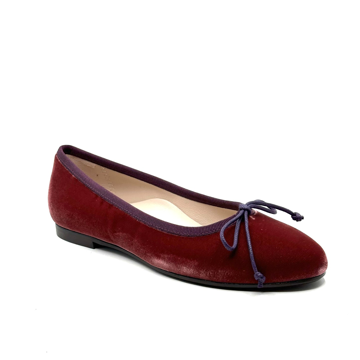 Beberlis Dark Raspberry Velvet Ballet Flat