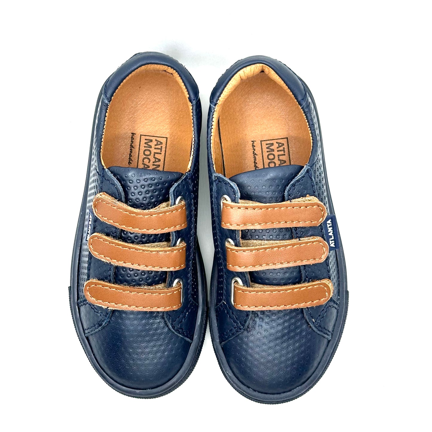 Atlanta Mocassin Navy Brown Triple Velcro Sneaker