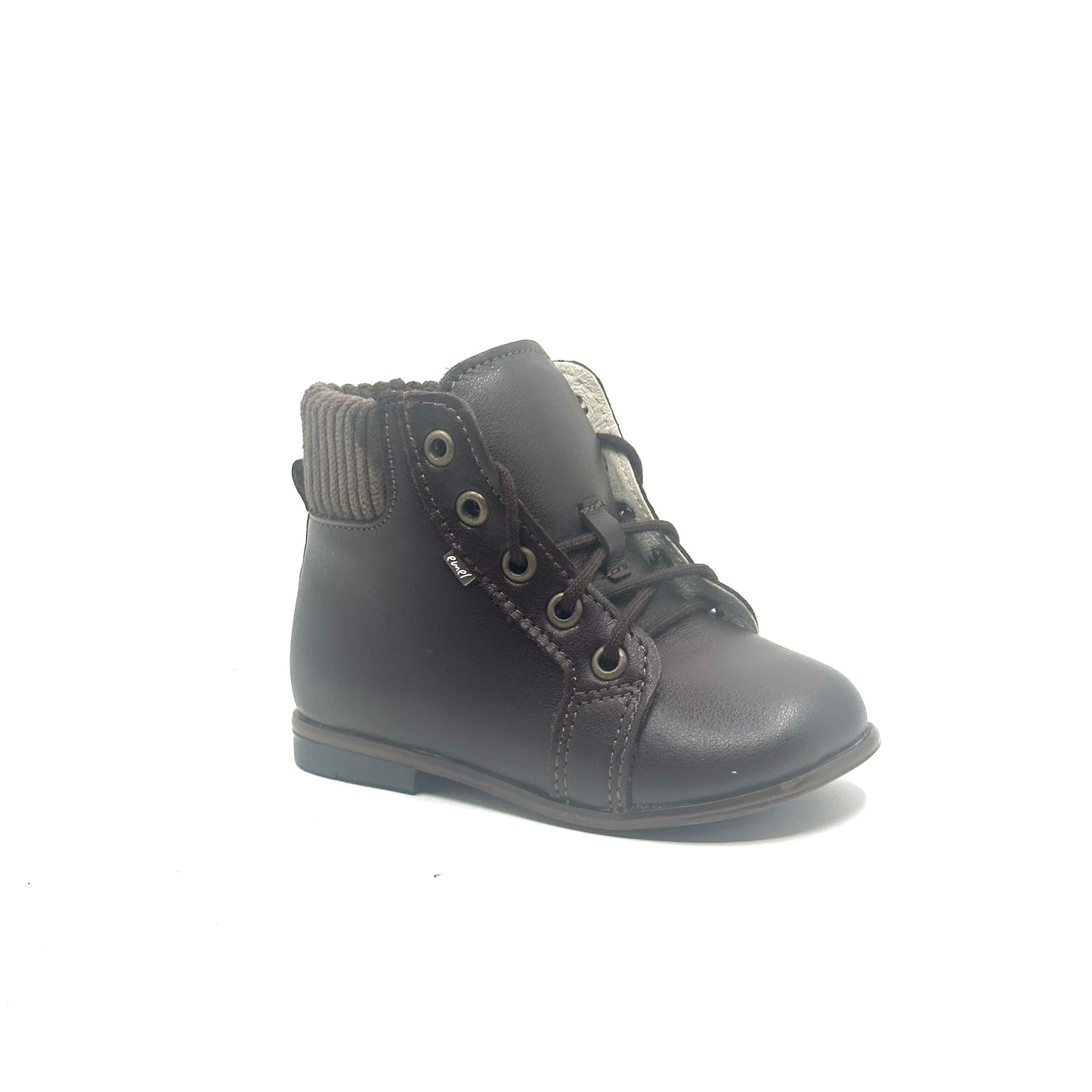 Emel Dark Brown Leather and Brown Sweater Bootie