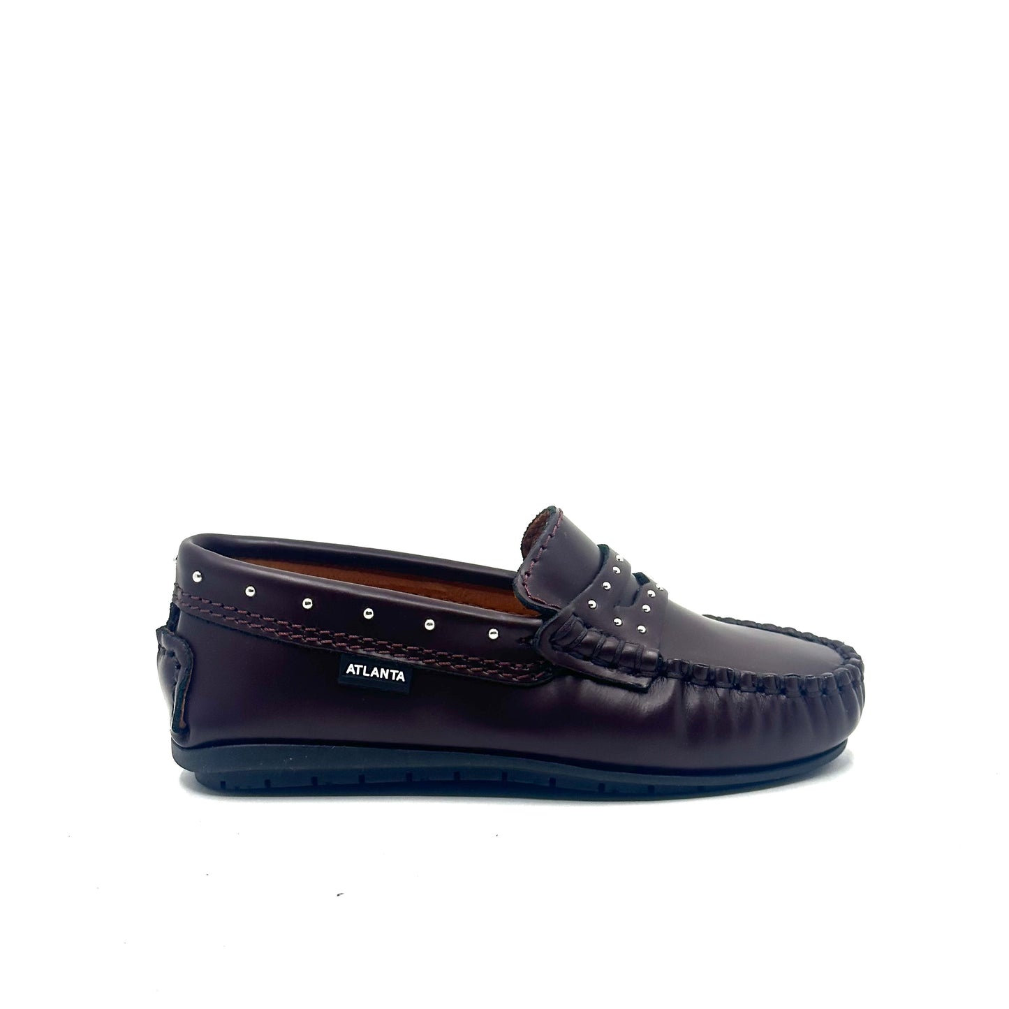 Atlanta Mocassin Dark Burgundy Studs Penny Loafer
