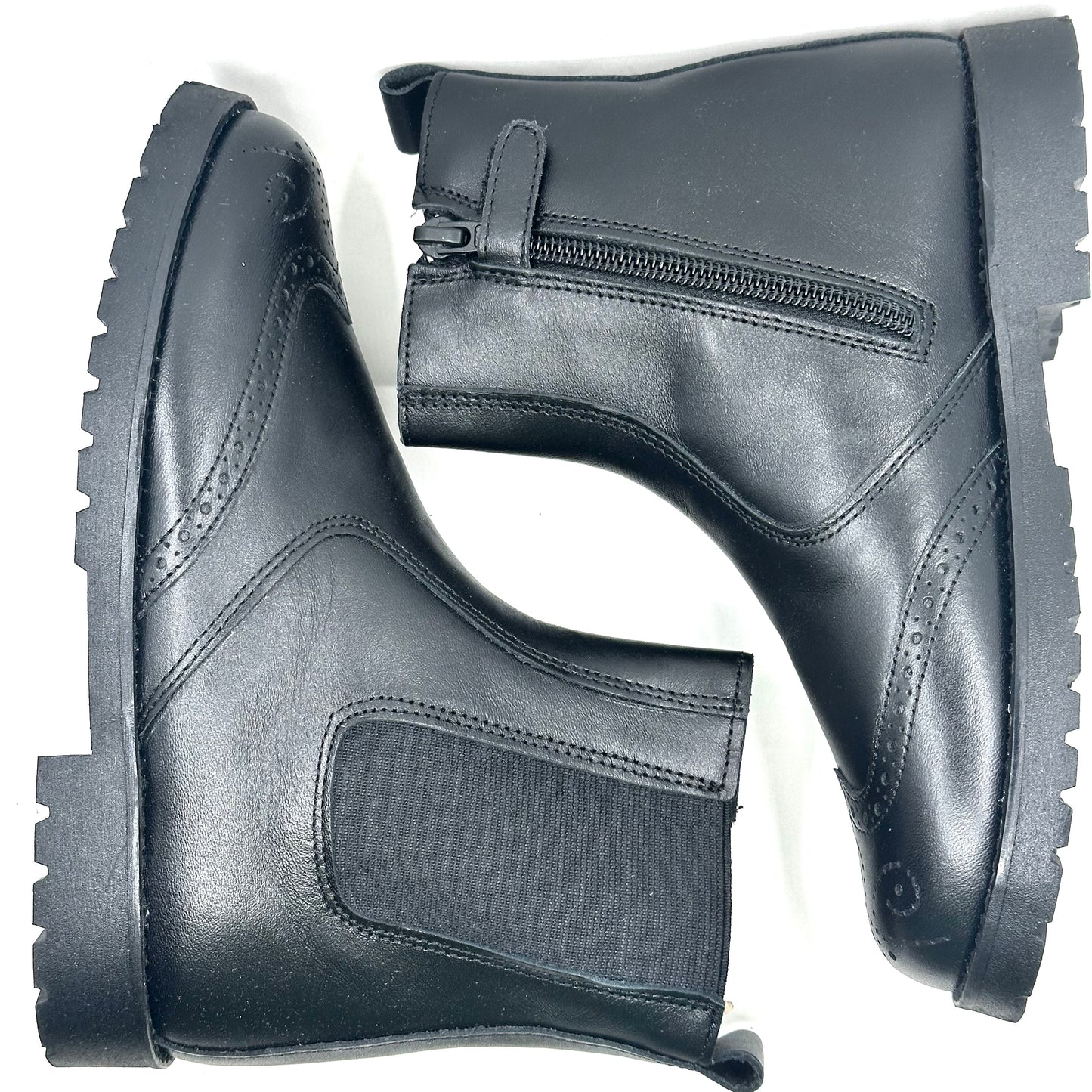 Jolee Black Leather Zip-up Boot