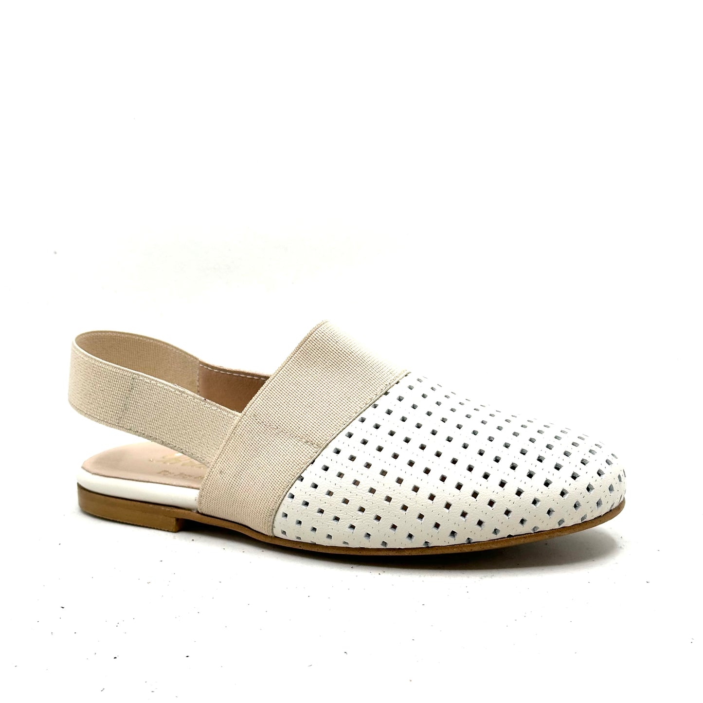 Brunellis Perforated Two Tone Cream/Nude Slingback