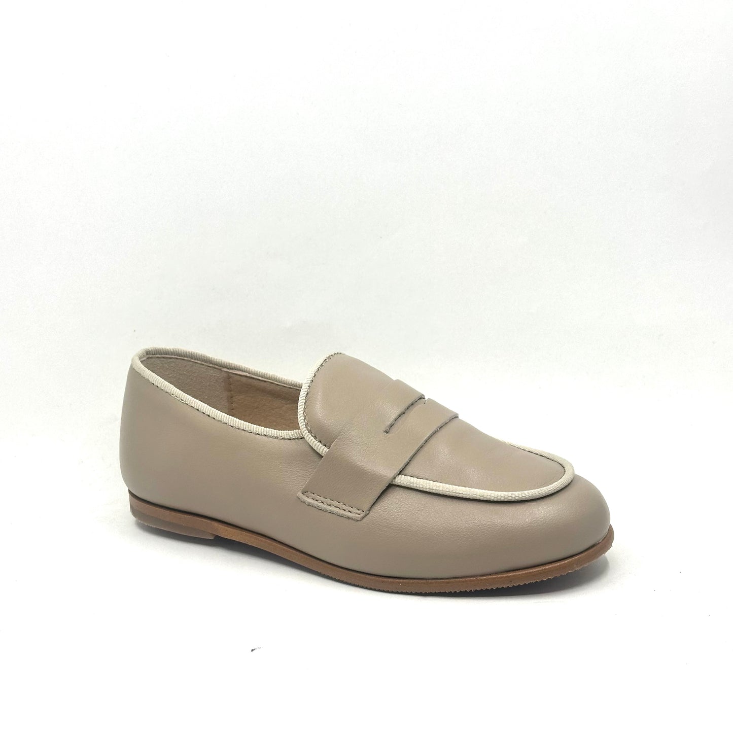 Blublonc Taupe Piping Penny Loafer