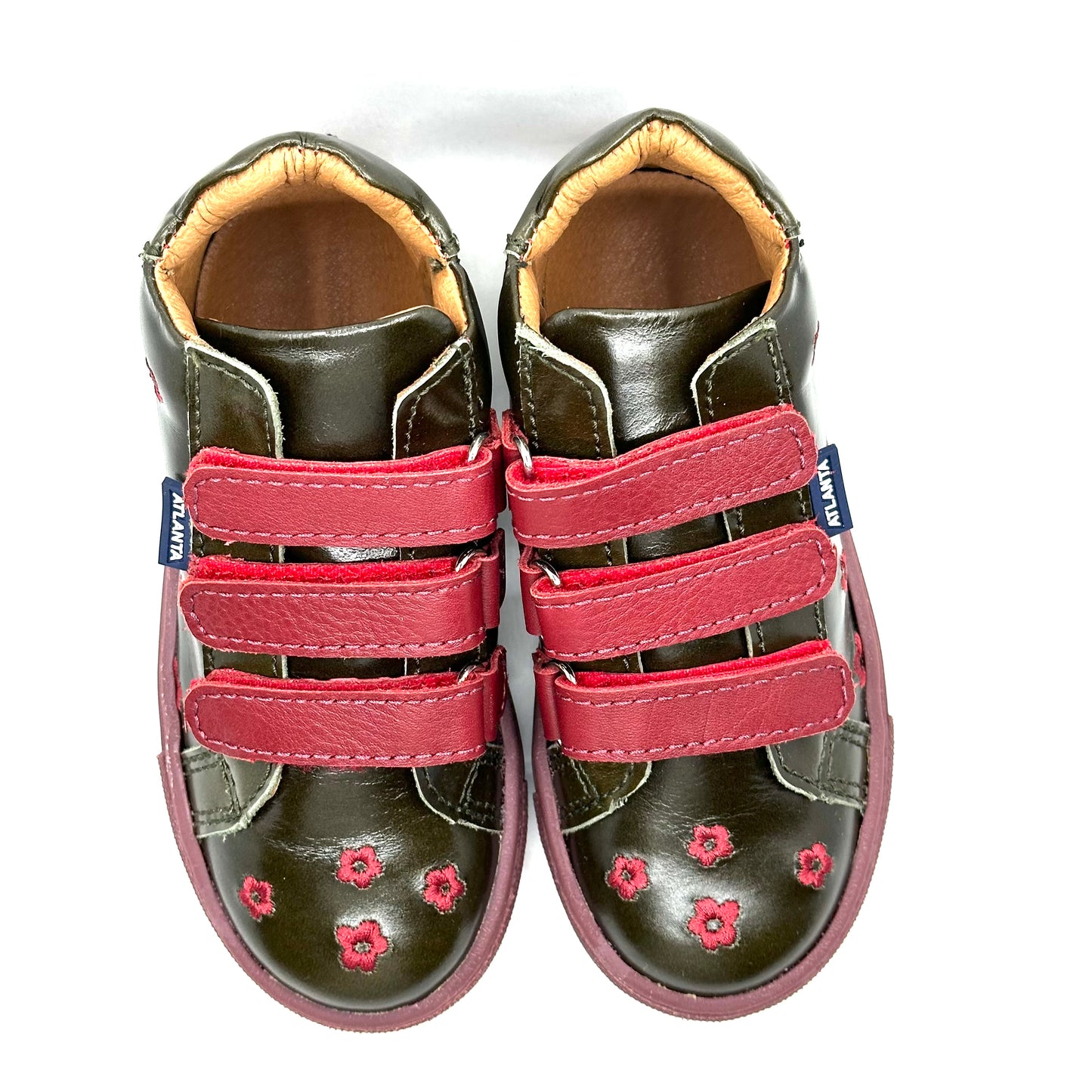 Atlanta Mocassin Kaki with Burgundy Flower Sneaker