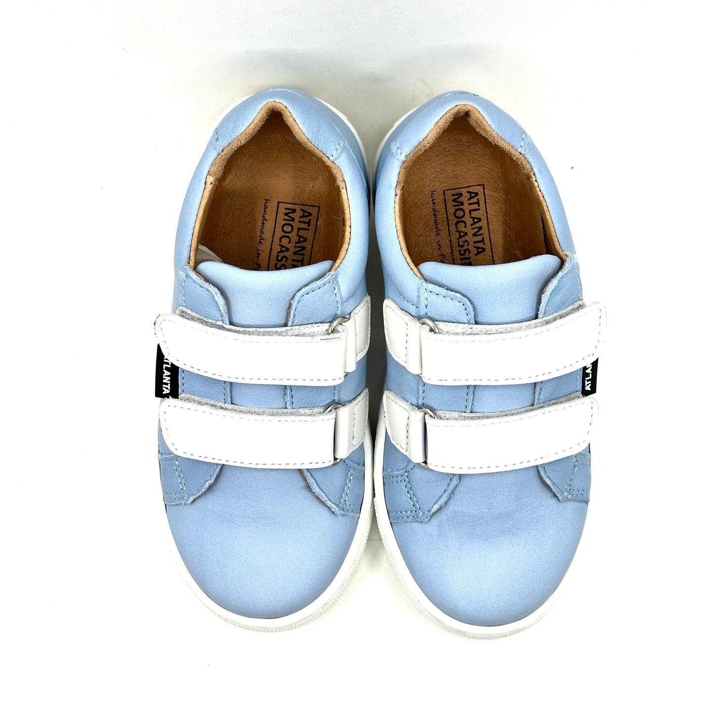 Atlanta Mocassin Sky Blue and White Double Velcro Sneaker