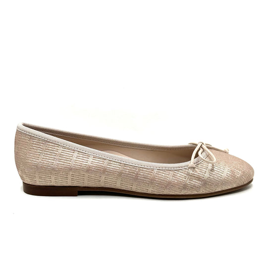 Beberlis Metallic Pink Bow Flat