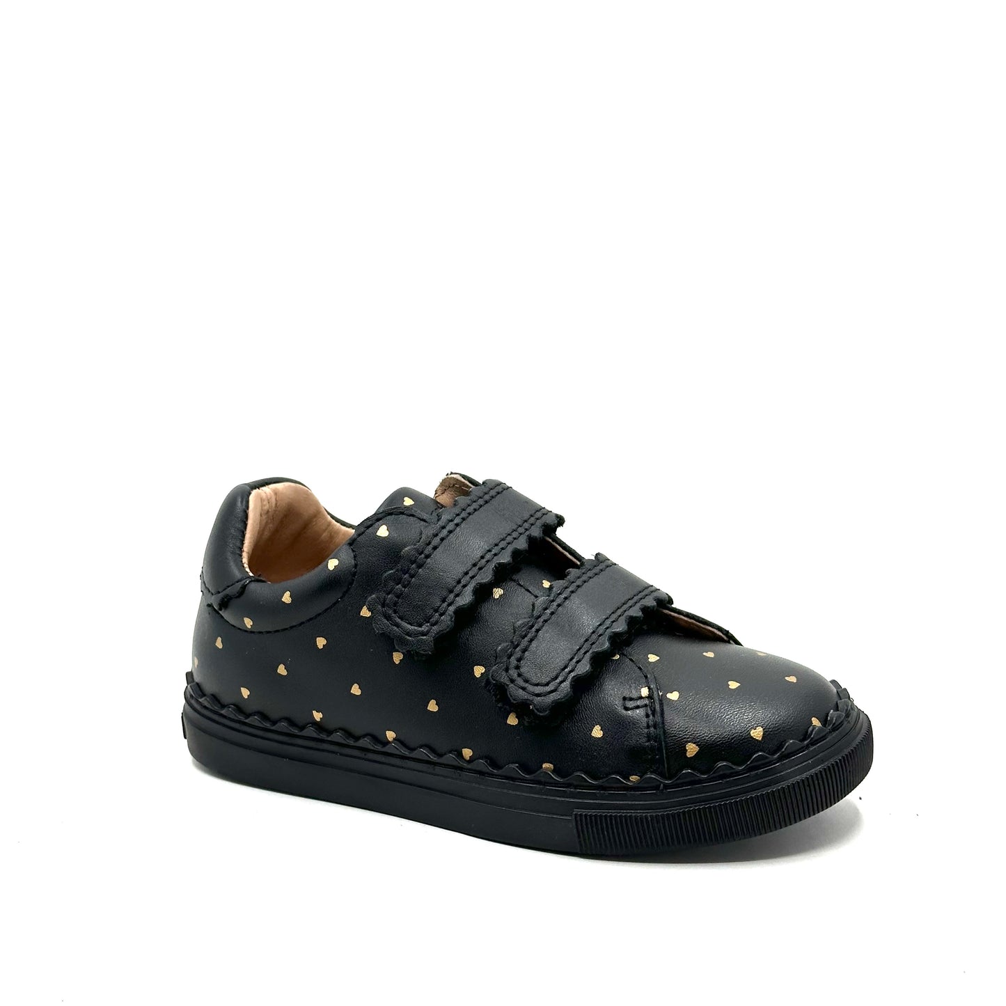 Porte Black Gold Heart Double Velcro Sneaker