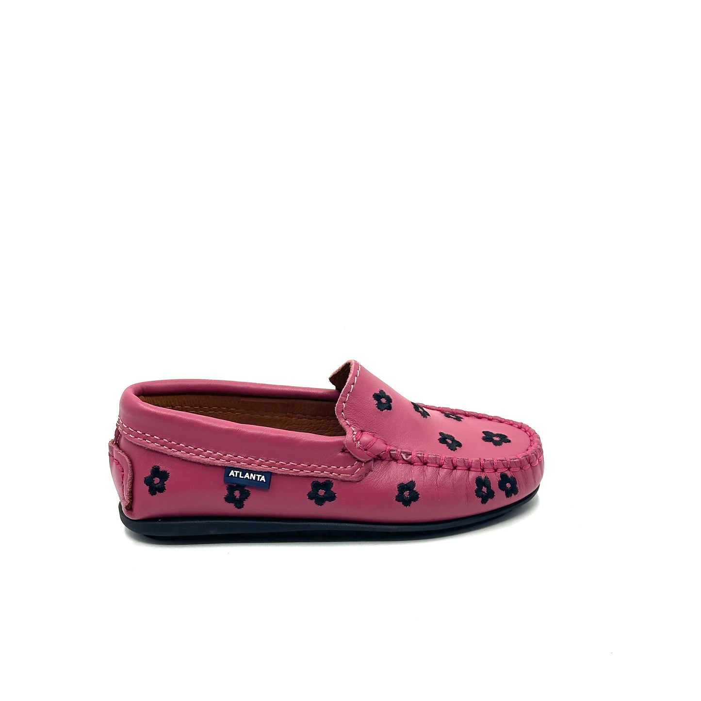 Atlanta Mocassin Rose Black Flower Loafer