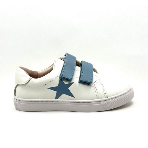 Perroquet White with Blue Strap Double Velcro Sneaker