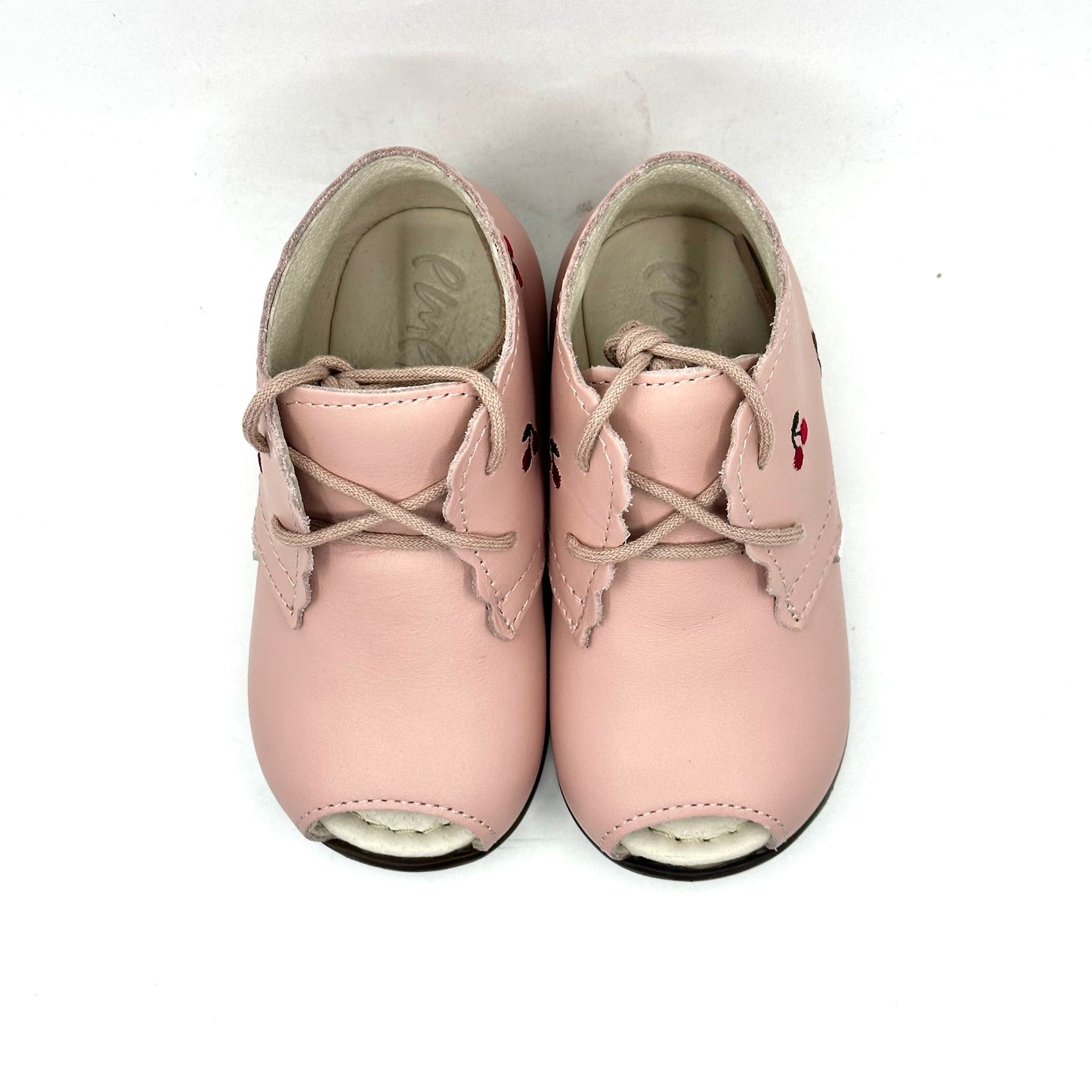Emel Pink Embroidered Cherries Open Toe Baby Walker