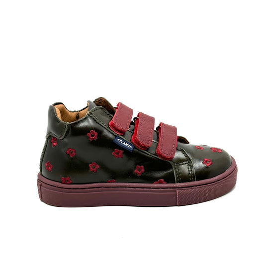 Atlanta Mocassin Kaki with Burgundy Flower Sneaker