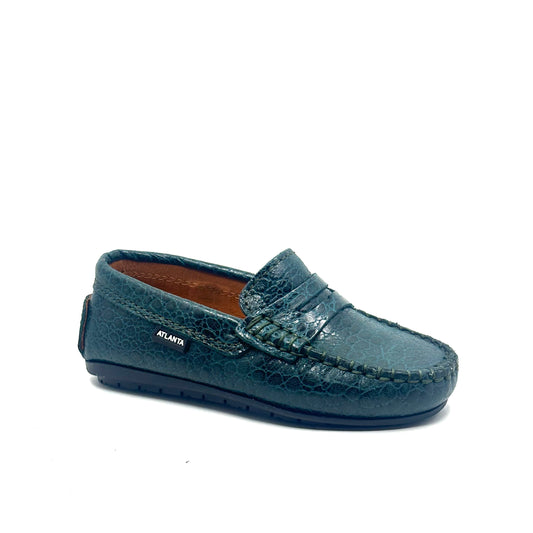 Atlanta Mocassin Teal Snake Skin Penny Loafer