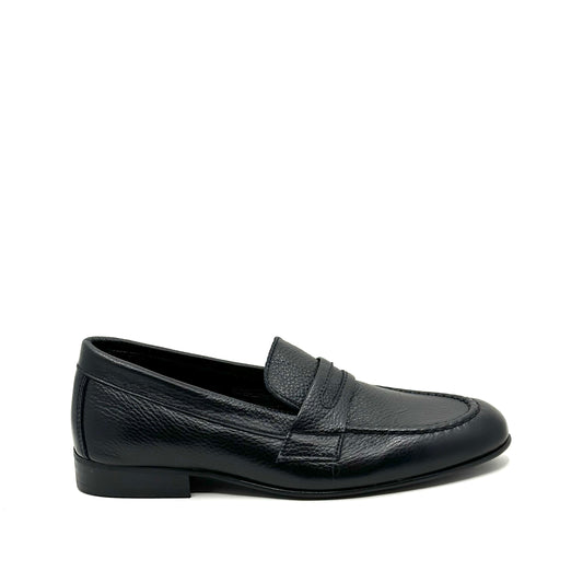 Blublonc Black Leather Grainy Dress Shoe