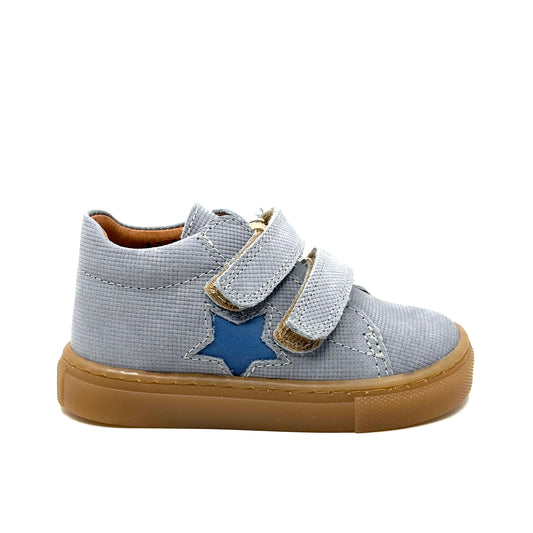 Atlanta Mocassin Stone Velluto Nubuk and Jeans Velcro Sneaker