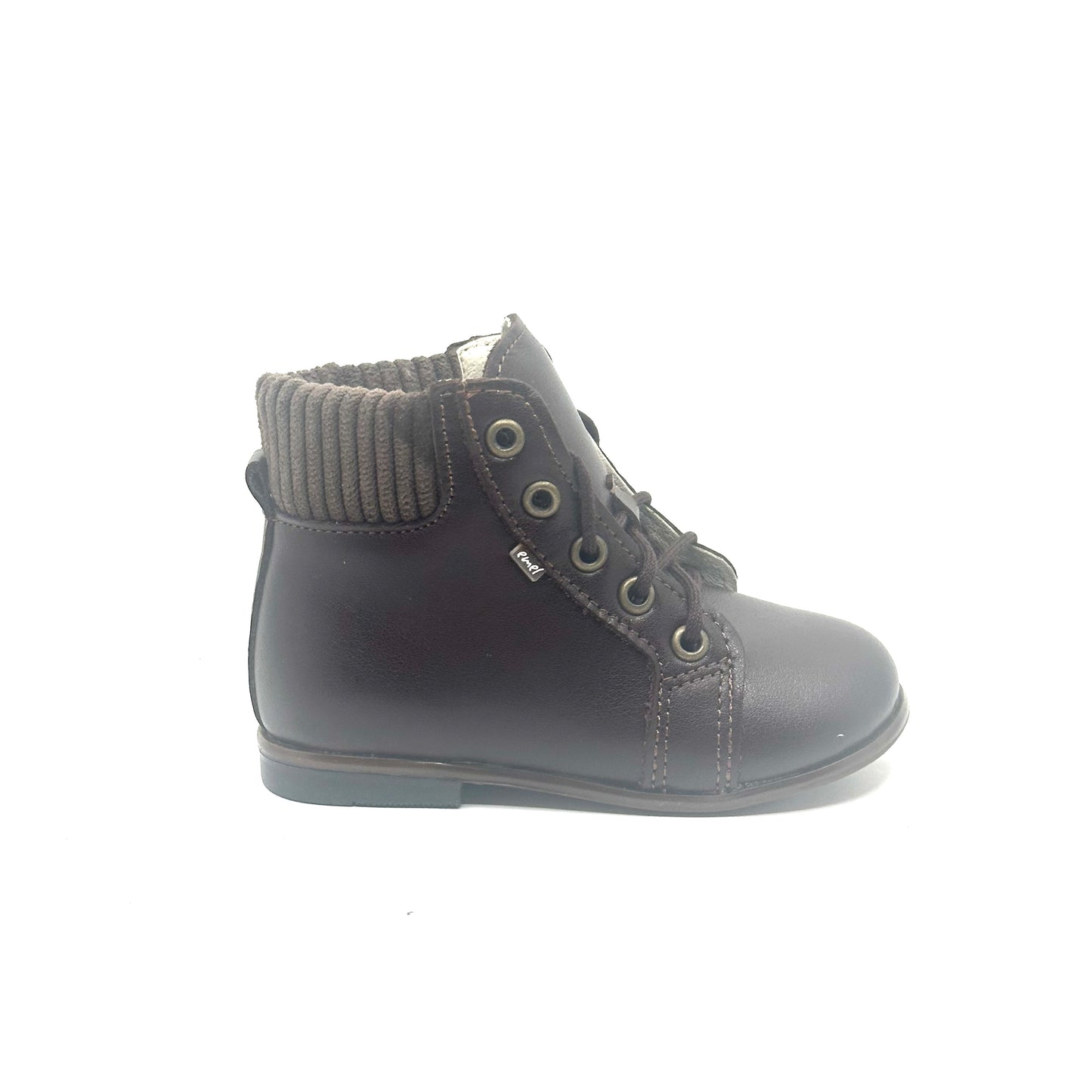 Emel Dark Brown Leather and Brown Sweater Bootie
