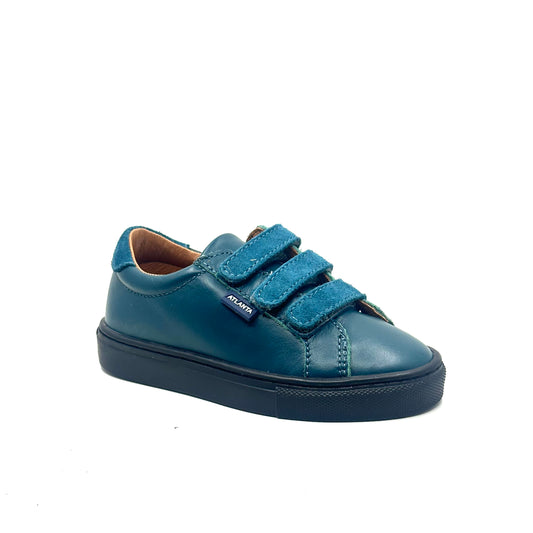 Atlanta Petrol Smooth and Suede Triple Velcro Sneaker
