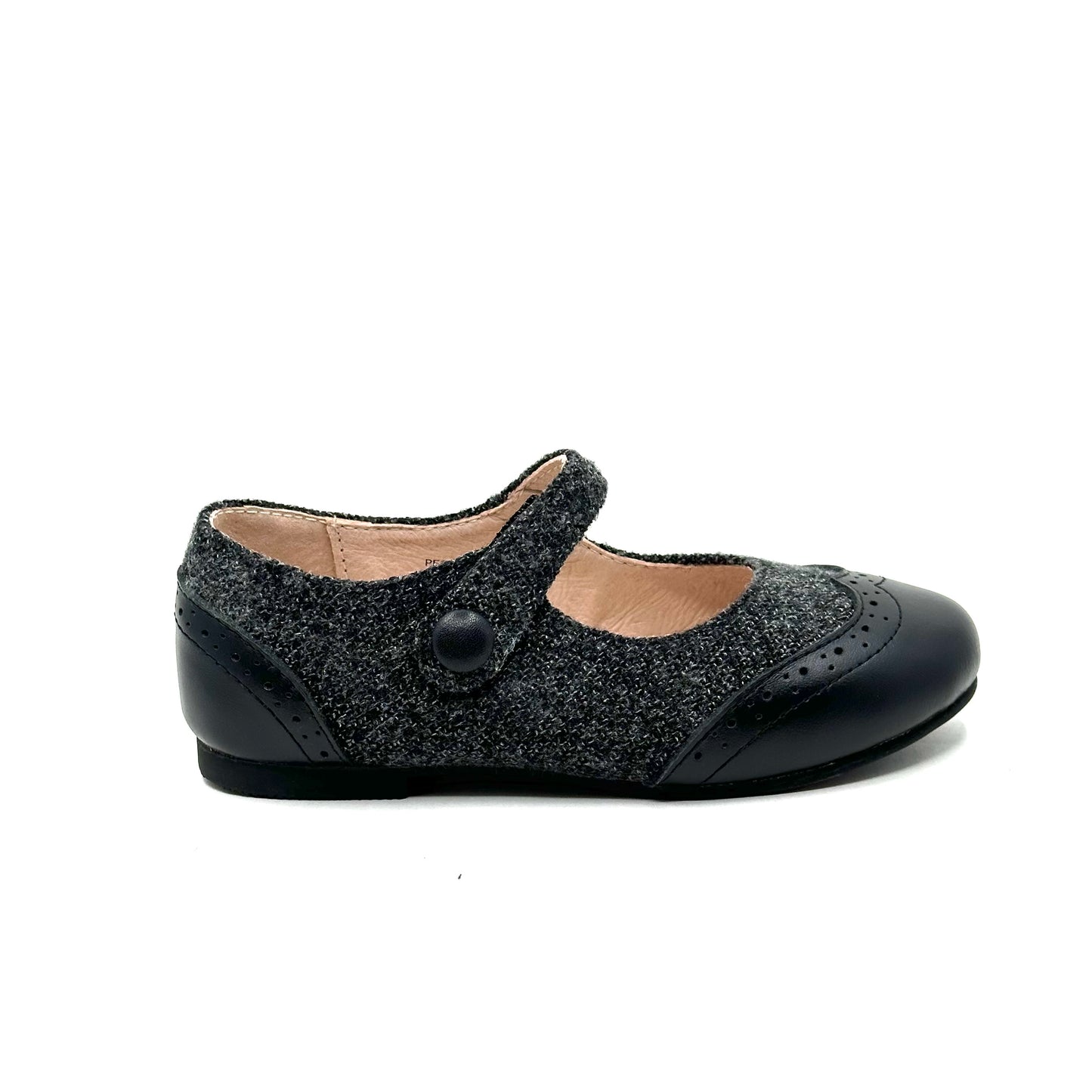 Perroquet Gray Tweed with Black Leather Mary Jane