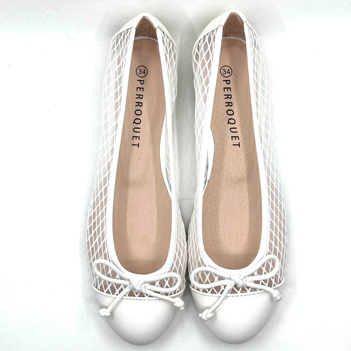 Perroquet Mesh With White Leather Ballet Flat