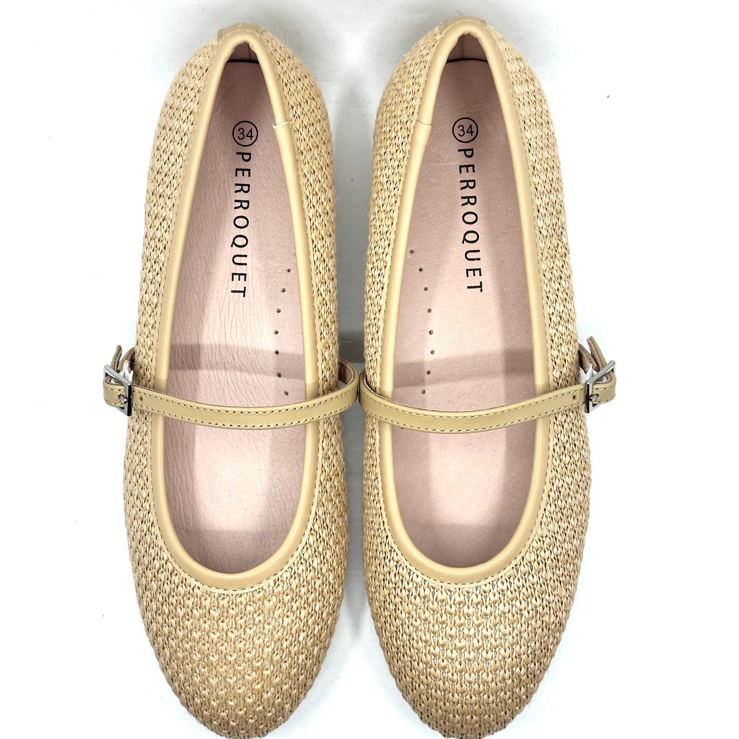 Perroquet Rafia Leather Binding Mary Jane