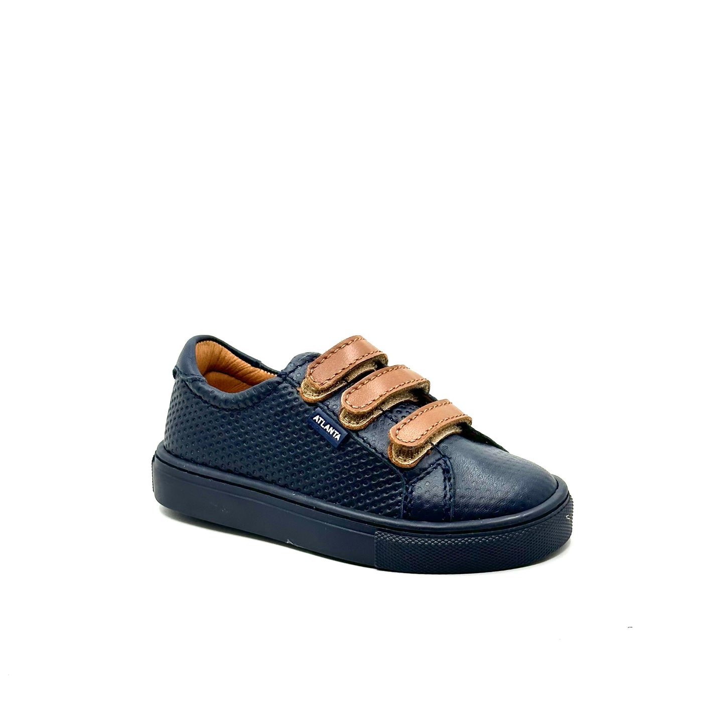 Atlanta Mocassin Navy Brown Triple Velcro Sneaker