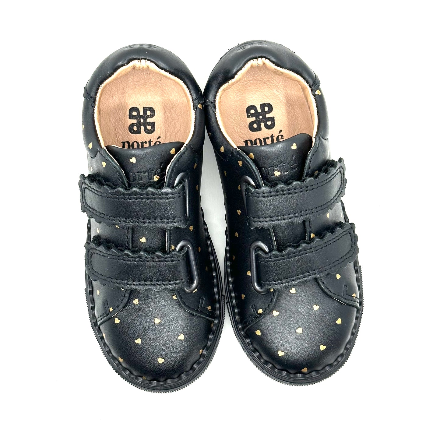 Porte Black Gold Heart Double Velcro Sneaker