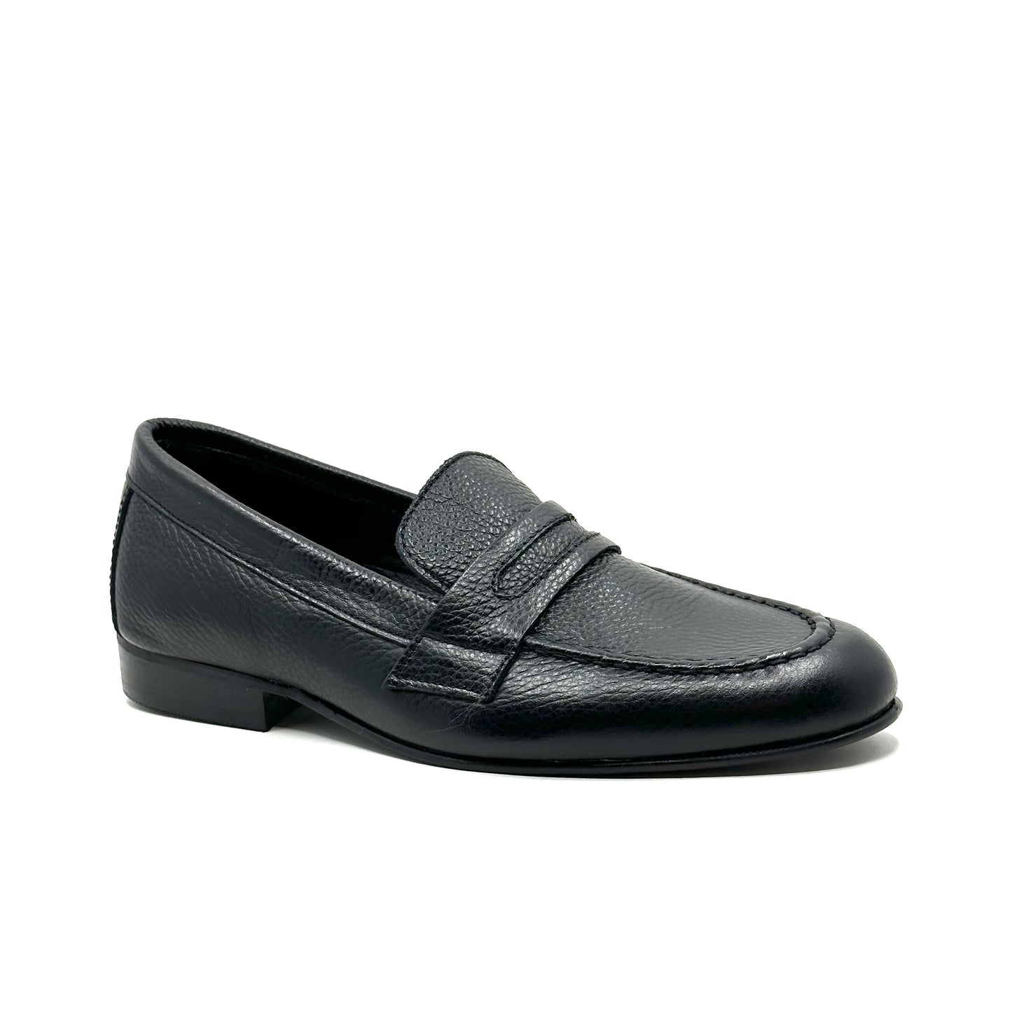 Blublonc Black Leather Grainy Dress Shoe