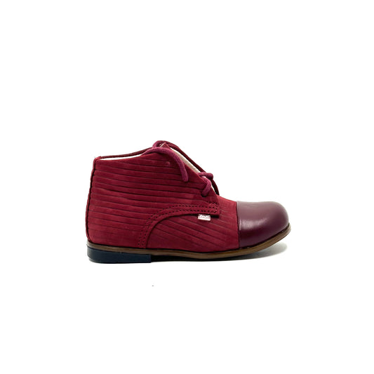 Emel Burgundy Corduroy Leather Cap Toe Baby Walker