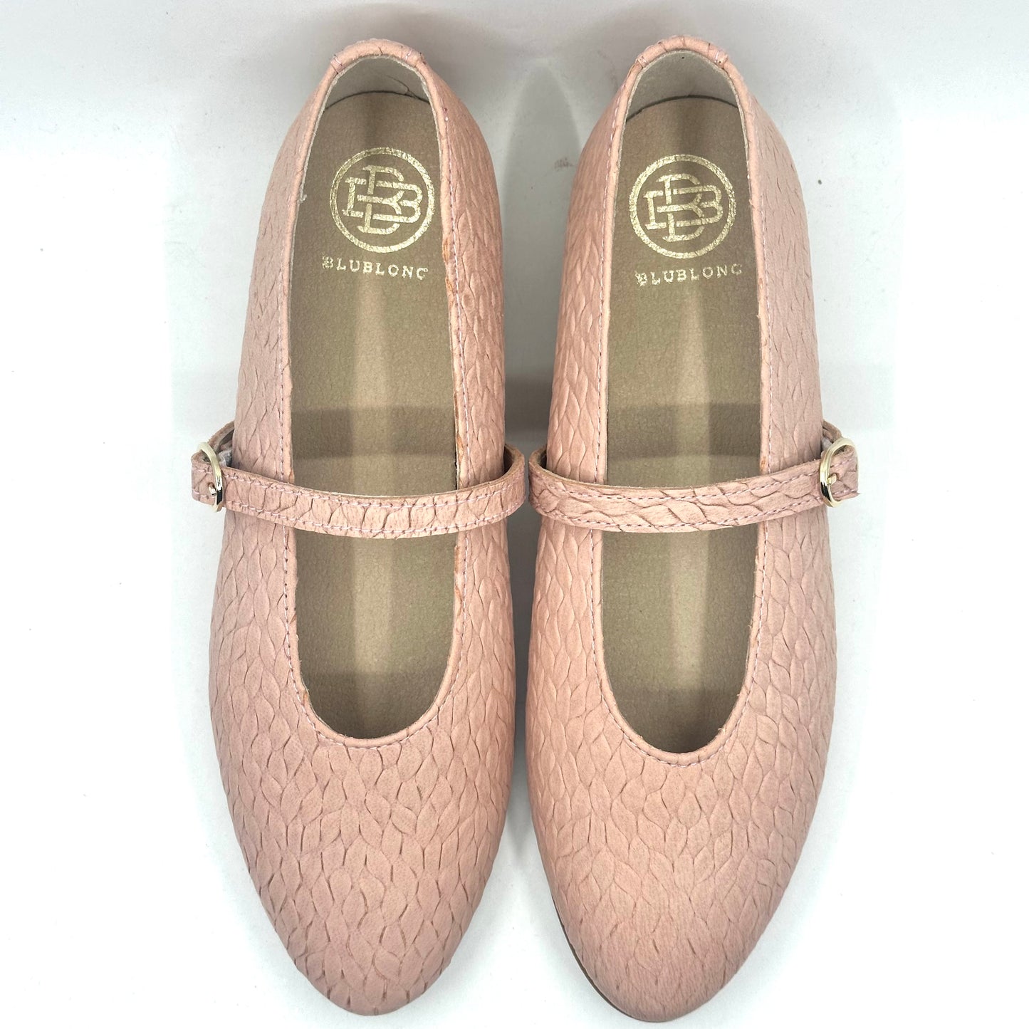 Blublonc Rose Salmon Textured Mary Jane
